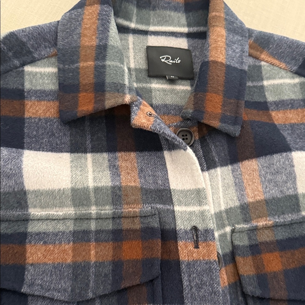 Rails Plaid Jacket in Blue, Gray, and Brown size med purchased at Nordstrom